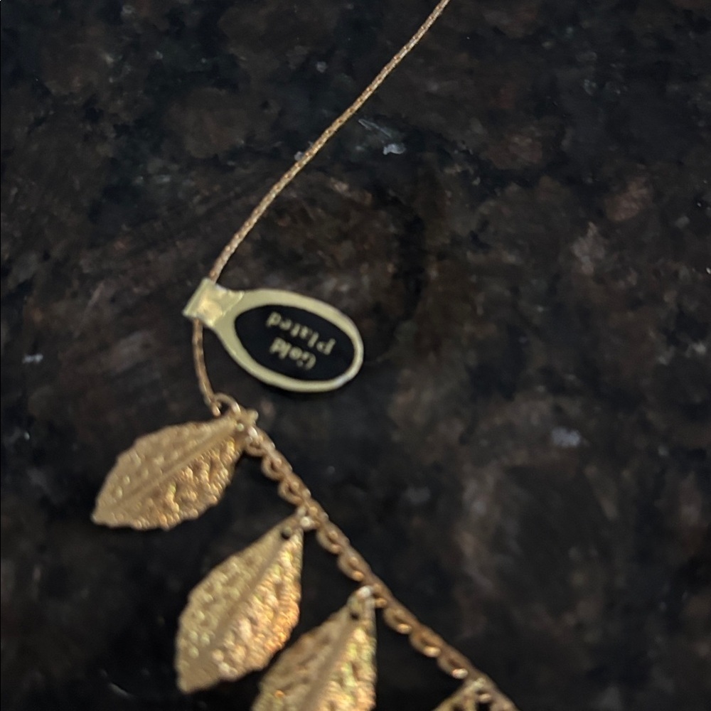 Gold Plated Leaf Layering Necklace - Picture 3 of 3